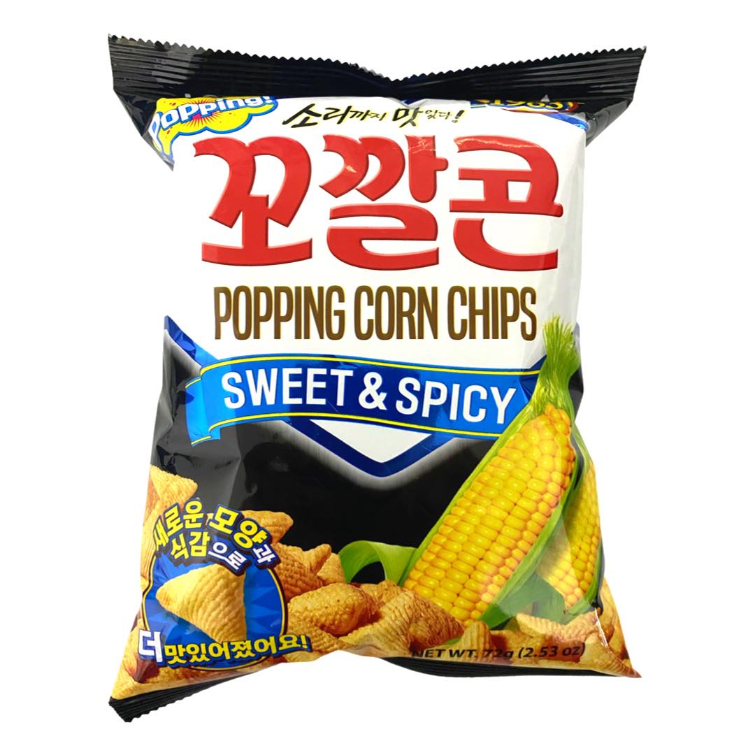 Korean Lotte Popping Corn Chips Sweet & Spicy Flavor – 72g
